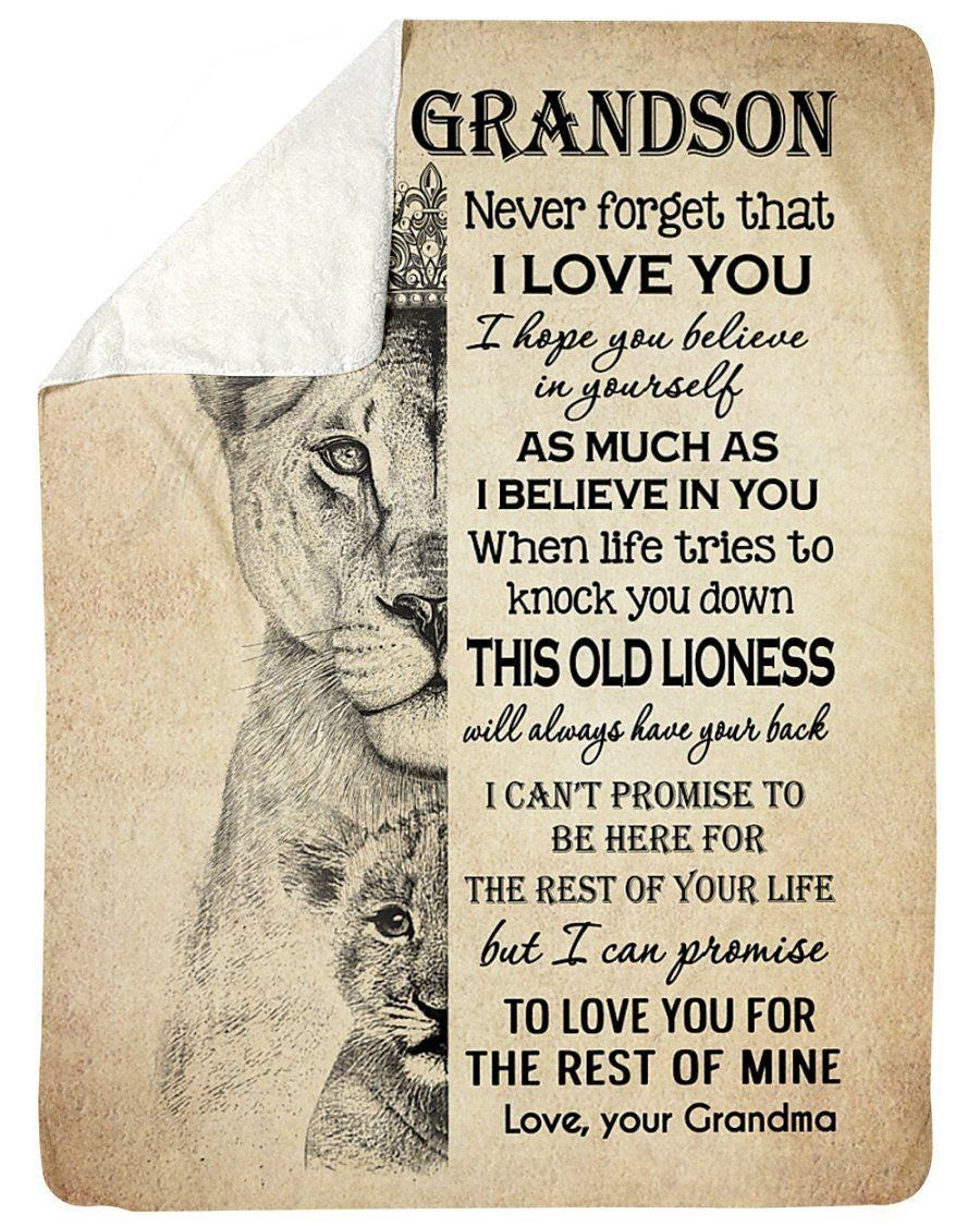 Never Forget That I Love You Quote Gift For Grandson From Grandma Fleece Blanket