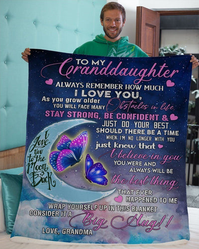 Grandma Gift For Granddaughter Fleece Blanket Butterflies Stay Strong