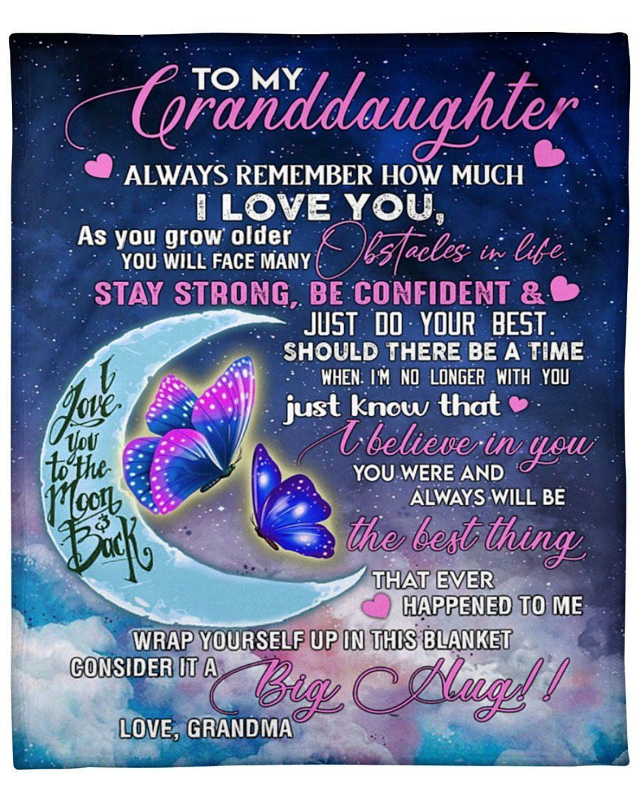 Grandma Gift For Granddaughter Fleece Blanket Butterflies Stay Strong