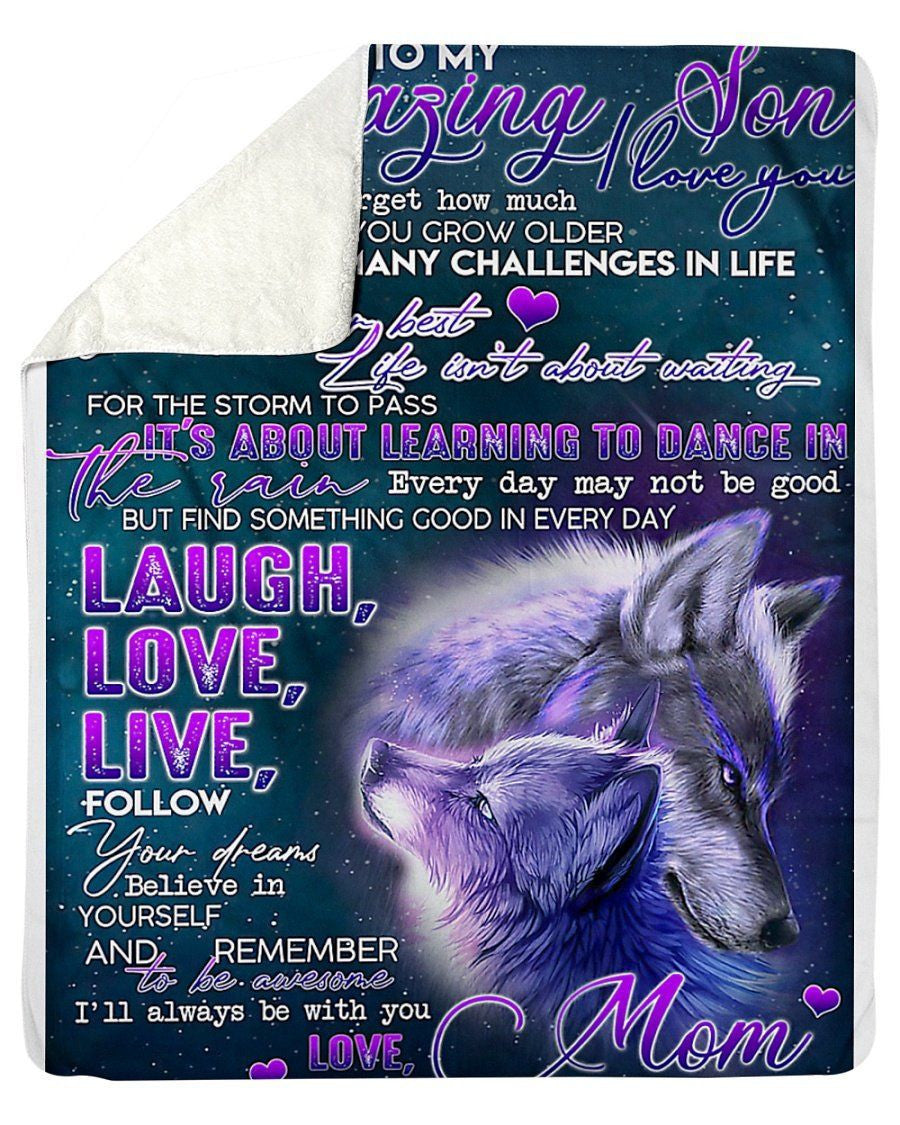 Laugh Love Live And Follow Your Dreams Meaningful Message For Amazing Son Fleece Blanket