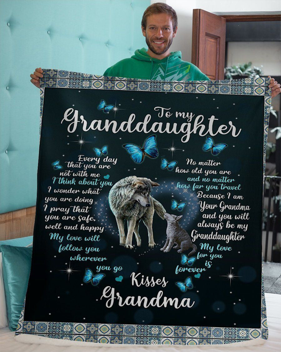 Grandma Gift For Granddaughter Fleece Blanket You Are Not With Me