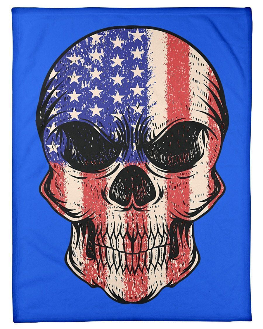 Vintage American Flag Skullcap Pattern Fleece Blanket