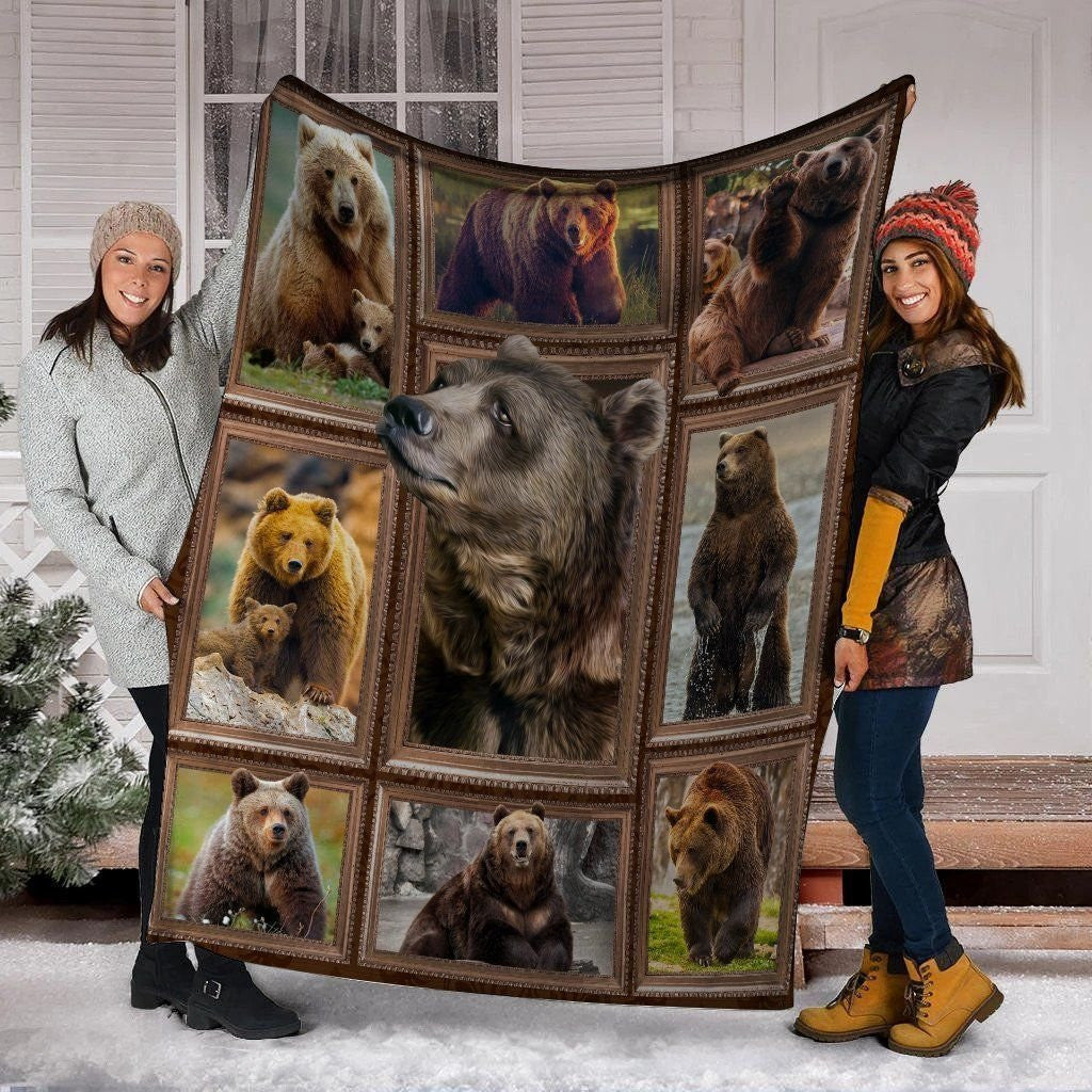 3d Brown Bear Wild Animals Fleece Blanket