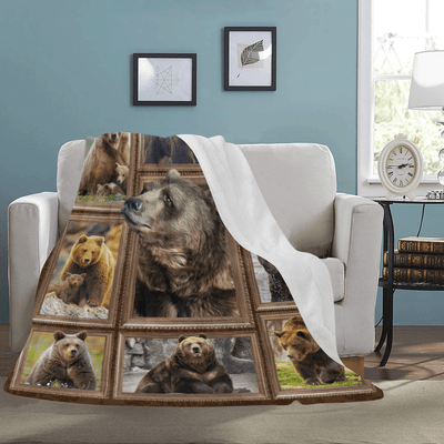 3d Brown Bear Wild Animals Fleece Blanket