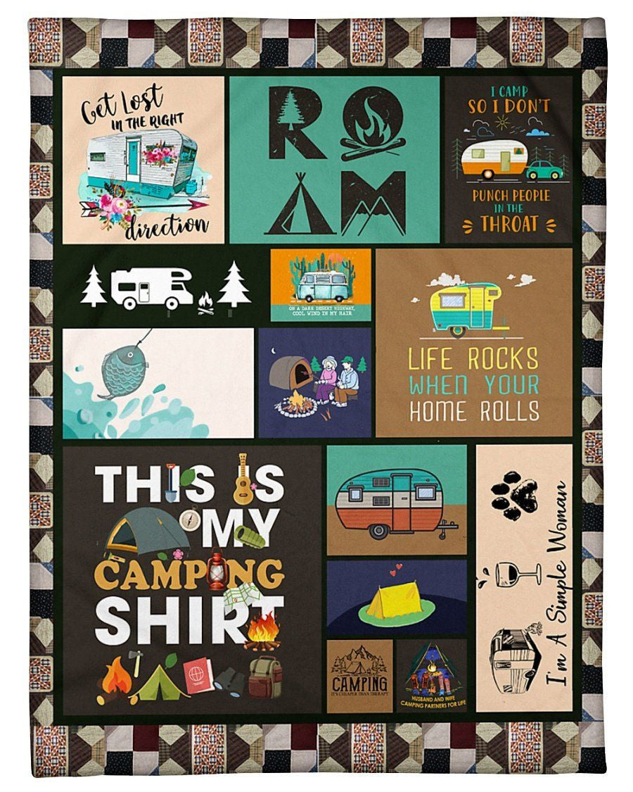 Camping Warm Cozy Sherpa Blanket Fleece Blanket