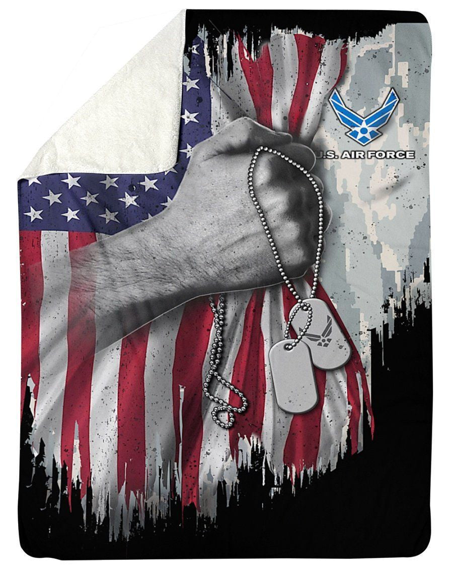 Veteran Air Force Love Country Fleece Blanket Sherpa Blanket