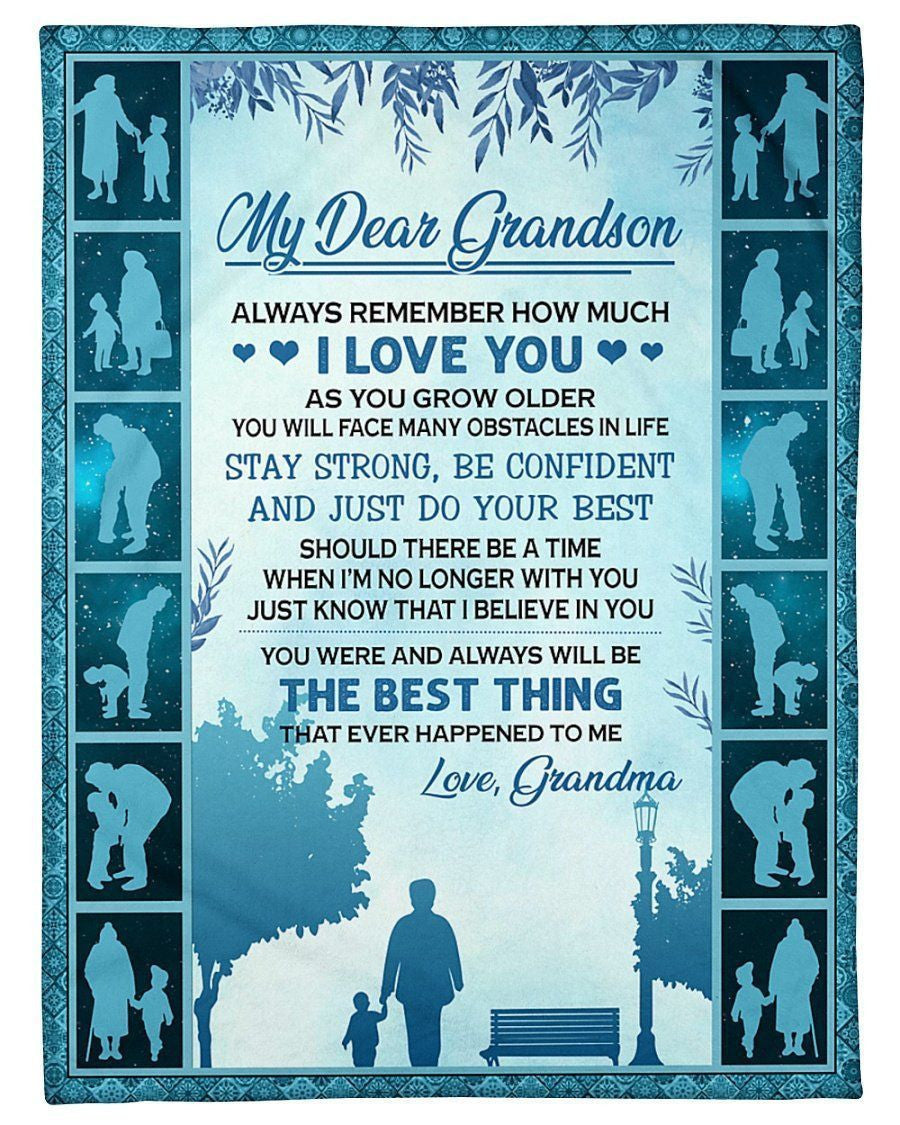 Always Remember How Much I Love You Quote Gift For Grandson From Grandma Fleece Blanket