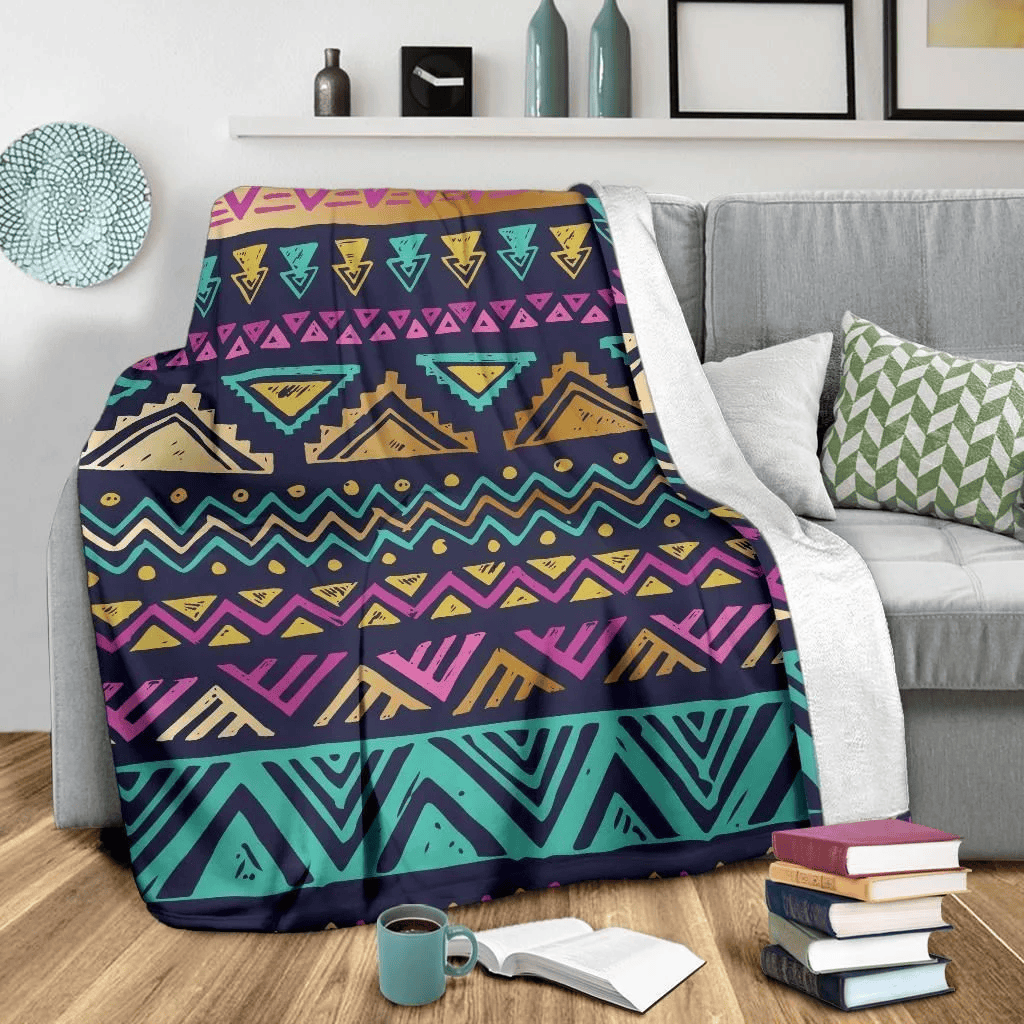 Art Multicolor Tribal Aztec Fleece Blanket