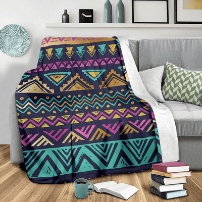 Art Multicolor Tribal Aztec Fleece Blanket
