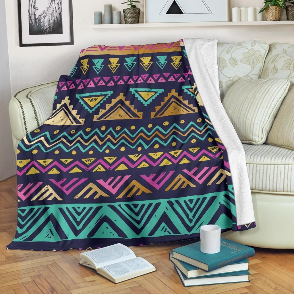 Art Multicolor Tribal Aztec Fleece Blanket