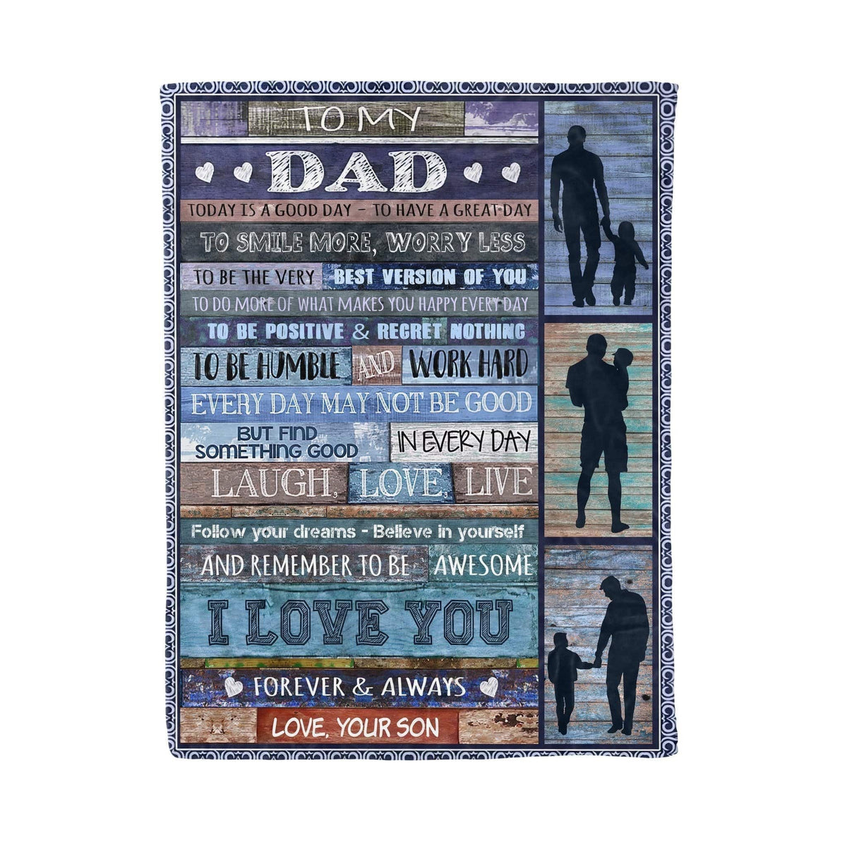 Laugh Love Live Fleece Blanket Gift For Dad
