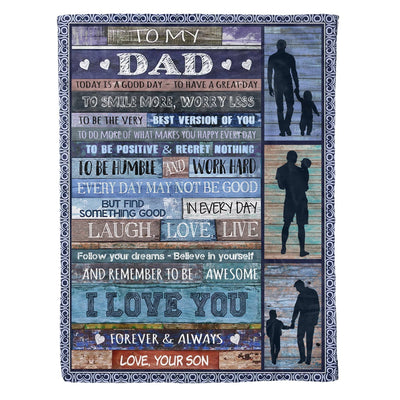 Laugh Love Live Fleece Blanket Gift For Dad