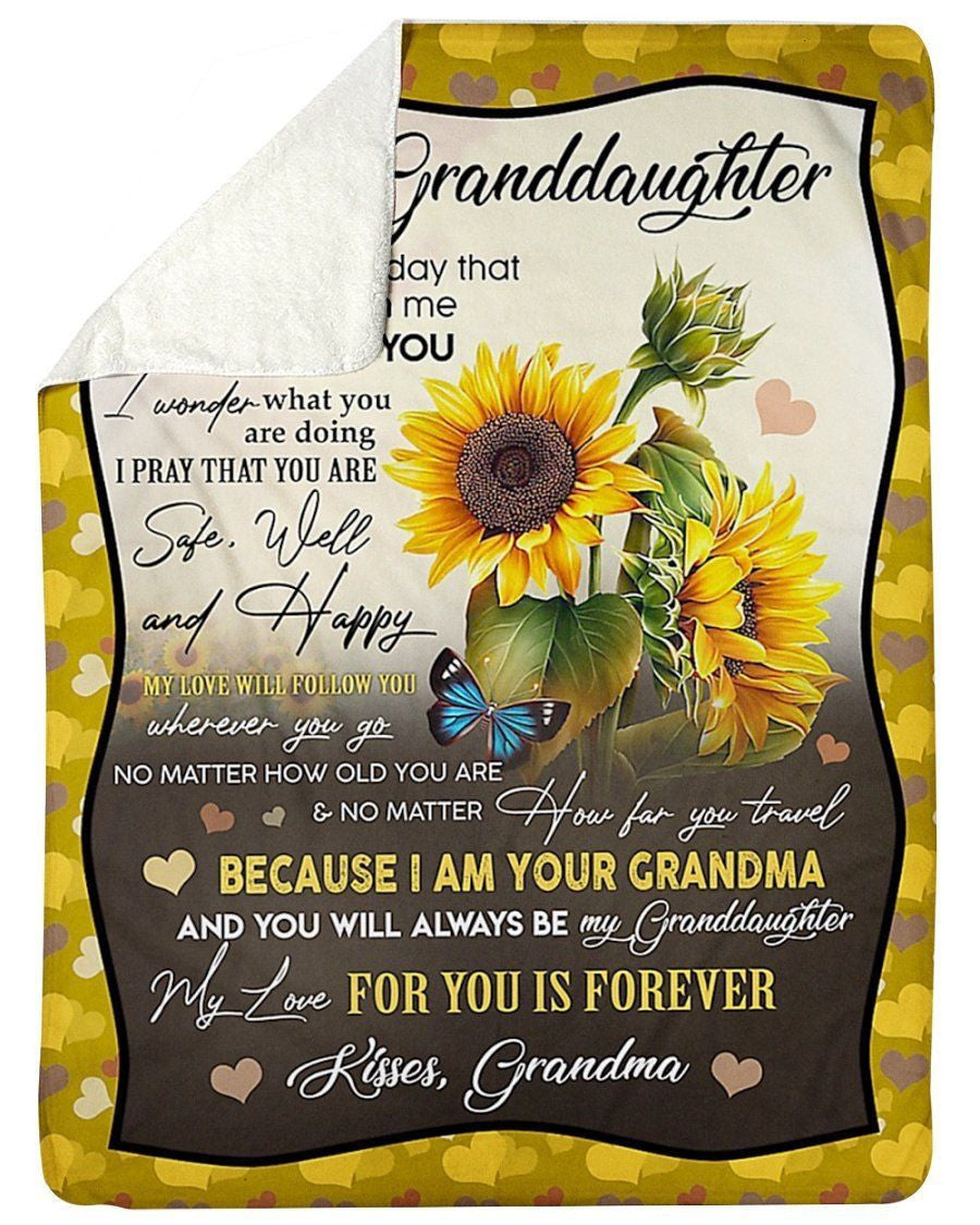 My Love For You Is Forever Sunflowers Grandma To Granddaughter Fleece Blanket Sherpa Blanket