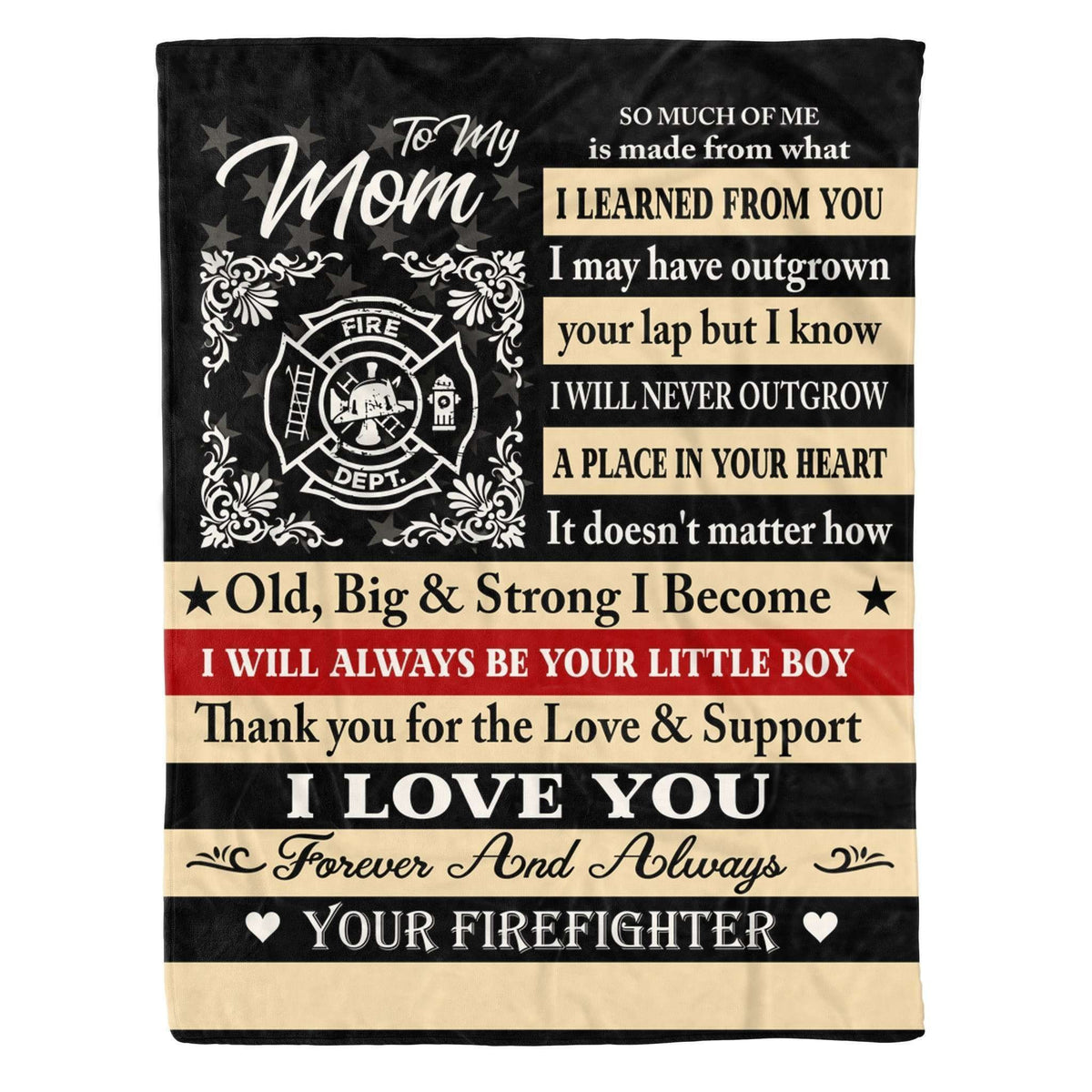 Fleece Blanket - Firefighter - To My Mom - Little Boy