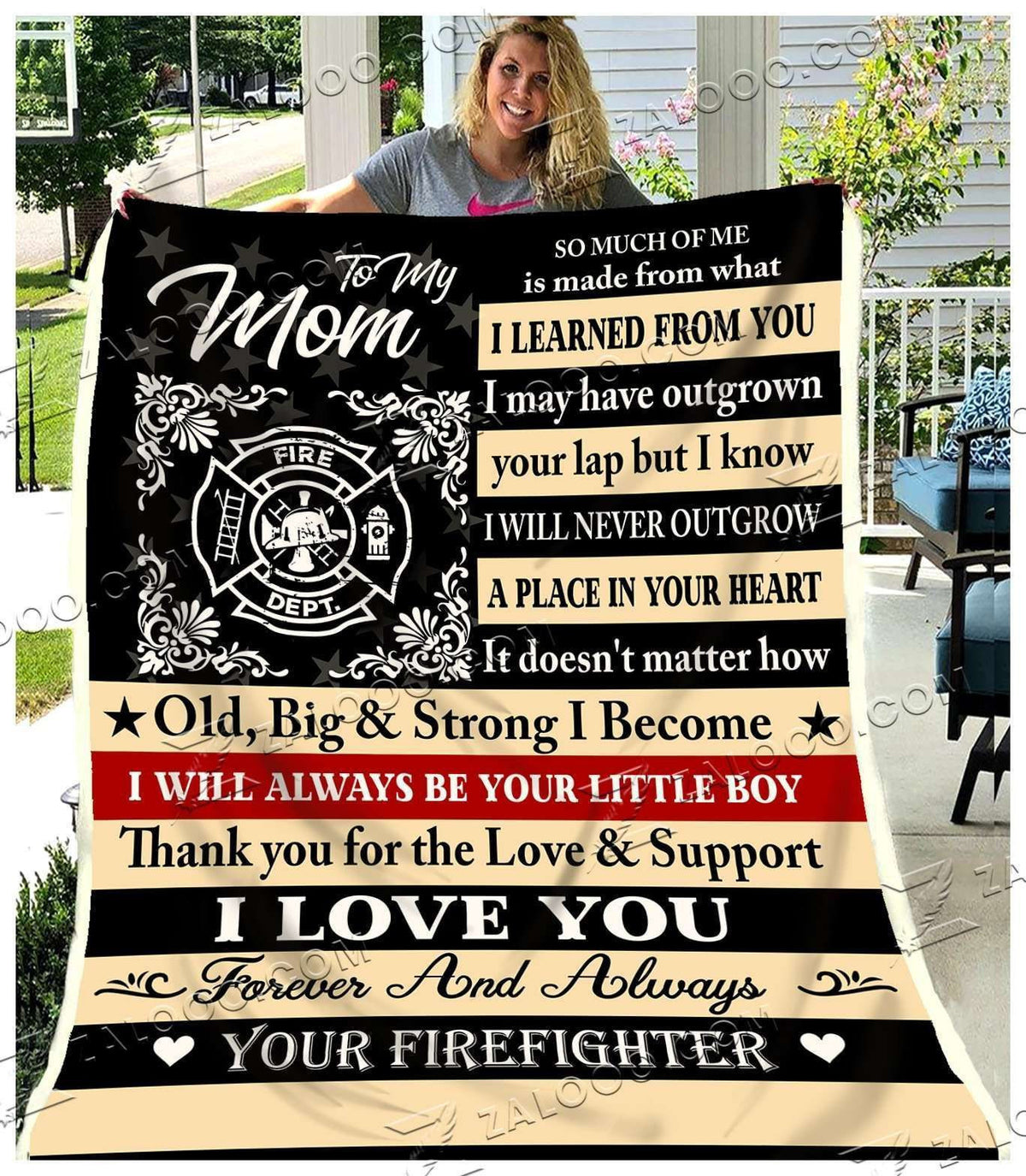Fleece Blanket - Firefighter - To My Mom - Little Boy