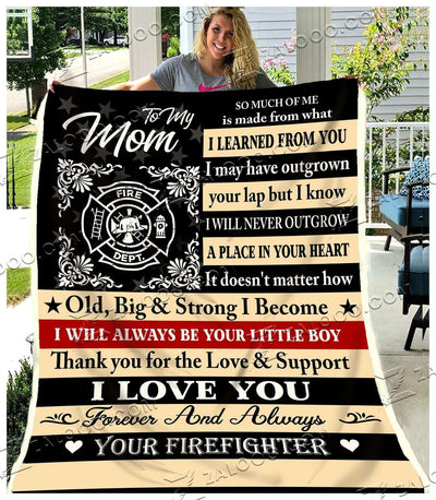 Fleece Blanket - Firefighter - To My Mom - Little Boy