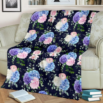 Neon Hydrangea Pattern Print Design Fleece Blanket