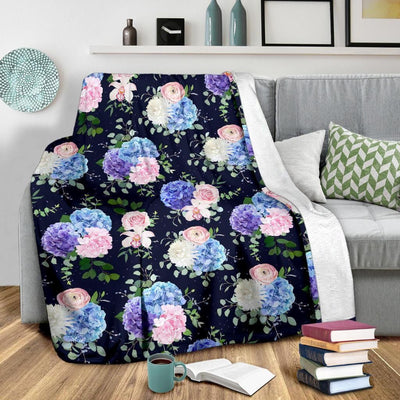 Neon Hydrangea Pattern Print Design Fleece Blanket