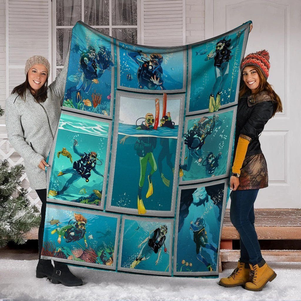 3d Scuba Diving Diver Ocean Gifts Fleece Blanket