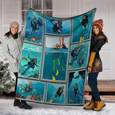 3d Scuba Diving Diver Ocean Gifts Fleece Blanket