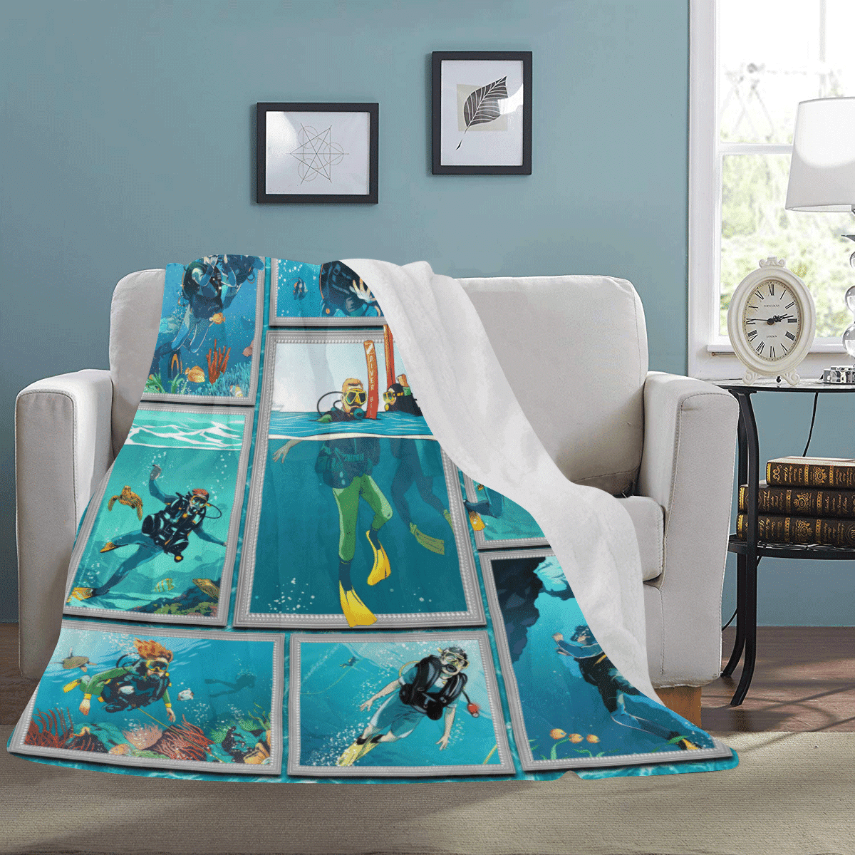 3d Scuba Diving Diver Ocean Gifts Fleece Blanket
