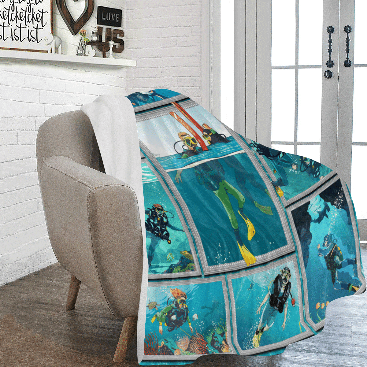 3d Scuba Diving Diver Ocean Gifts Fleece Blanket