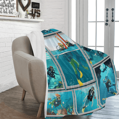 3d Scuba Diving Diver Ocean Gifts Fleece Blanket