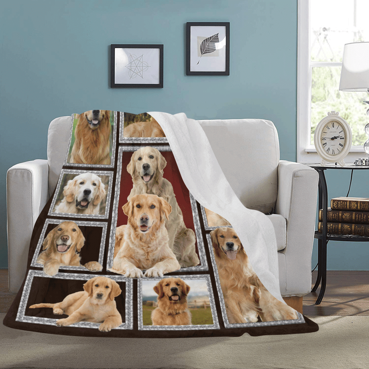 3d Golden Retriever Dog Fleece Blanket