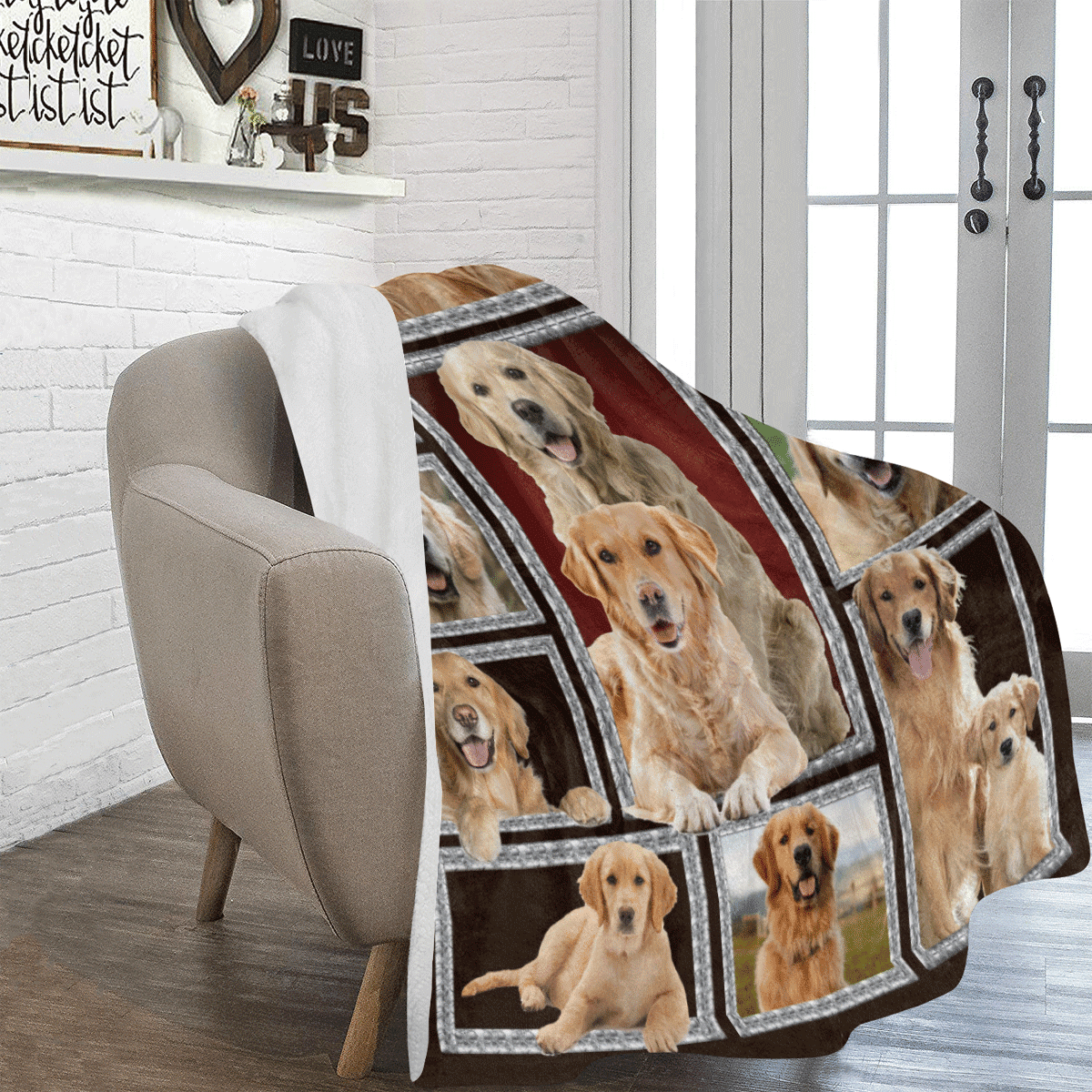 3d Golden Retriever Dog Fleece Blanket