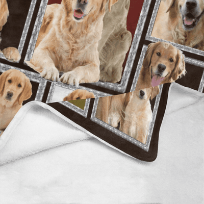 3d Golden Retriever Dog Fleece Blanket