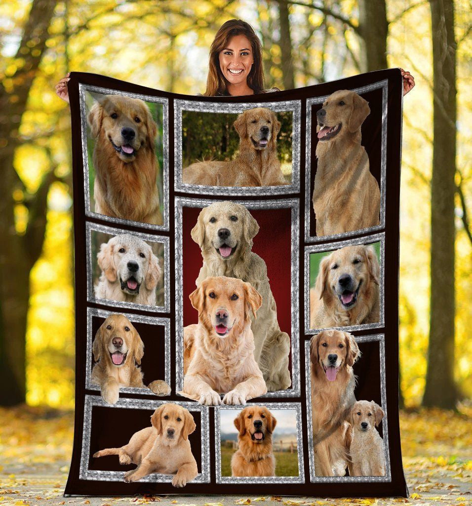3d Golden Retriever Dog Fleece Blanket