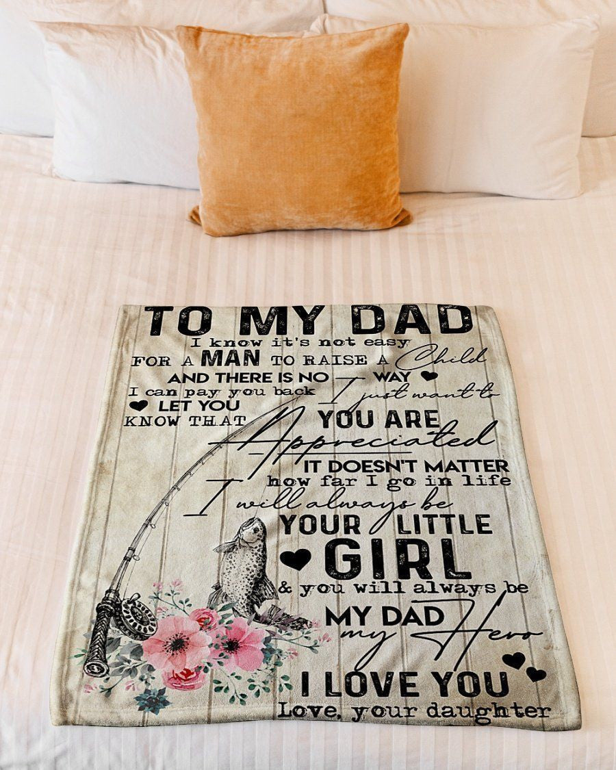 Fishing To My Dad You Will Always Be My Hero Fleece Blanket