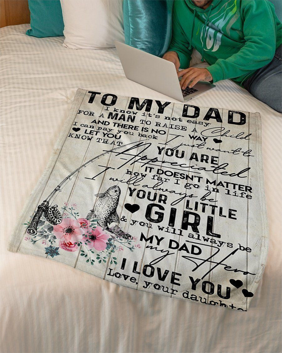 Fishing To My Dad You Will Always Be My Hero Fleece Blanket