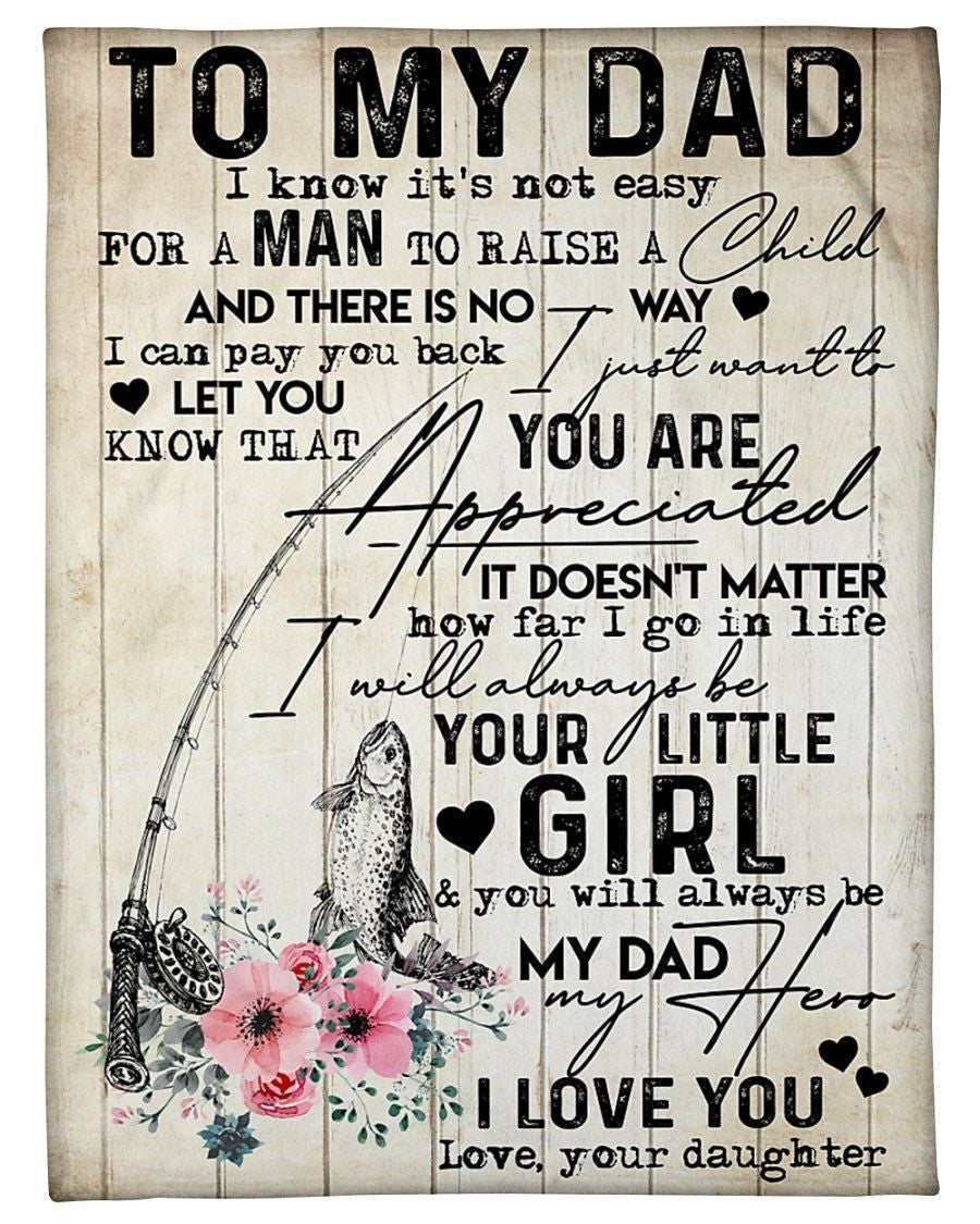 Fishing To My Dad You Will Always Be My Hero Fleece Blanket