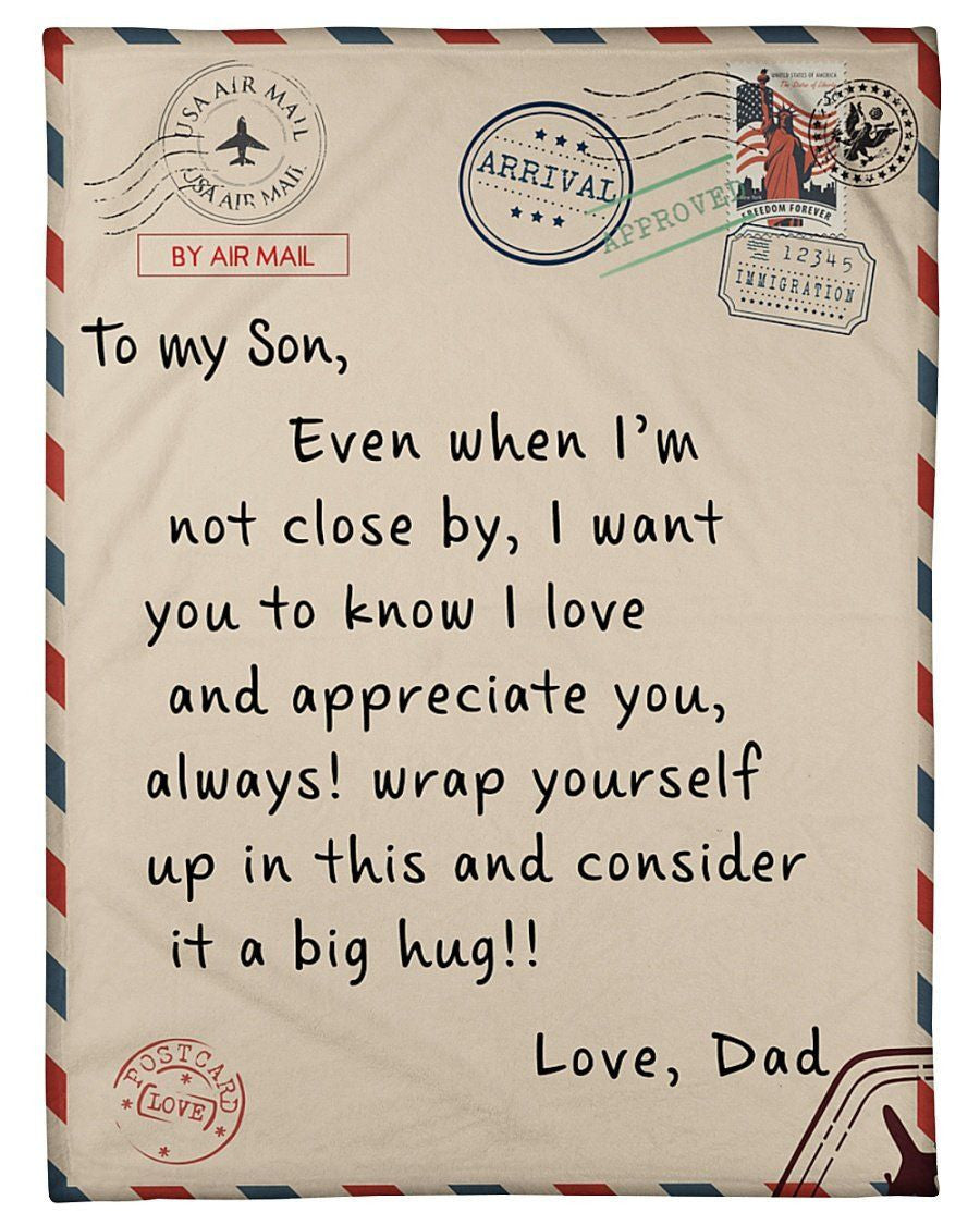 Custom Design Daddy Gift For Son Even When I'm Not Close By Fleece Blanket