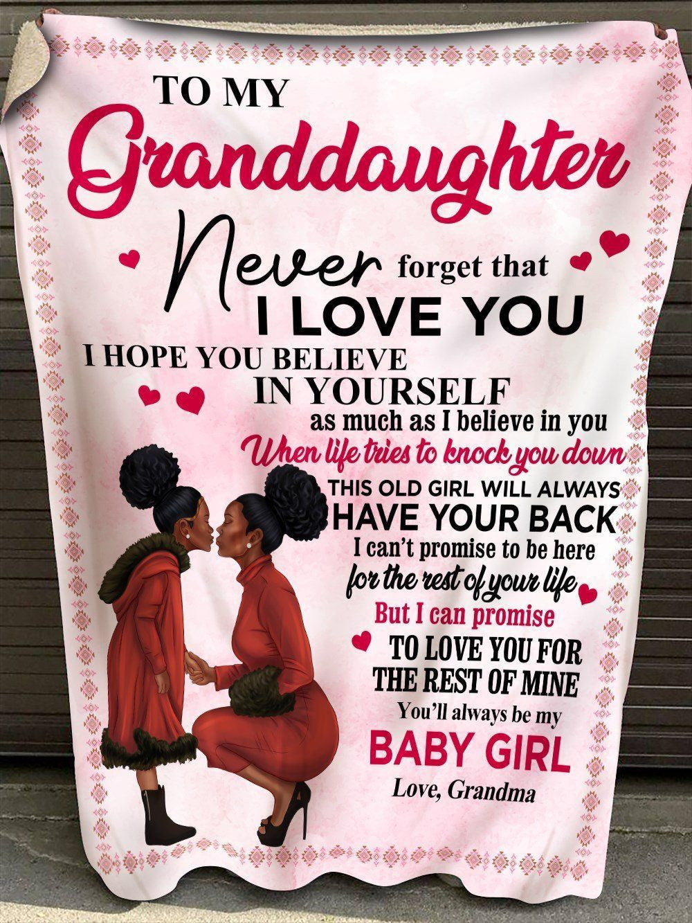 Black Girl The Rest Of Mine Grandma Gift For Granddaughter Fleece Blanket