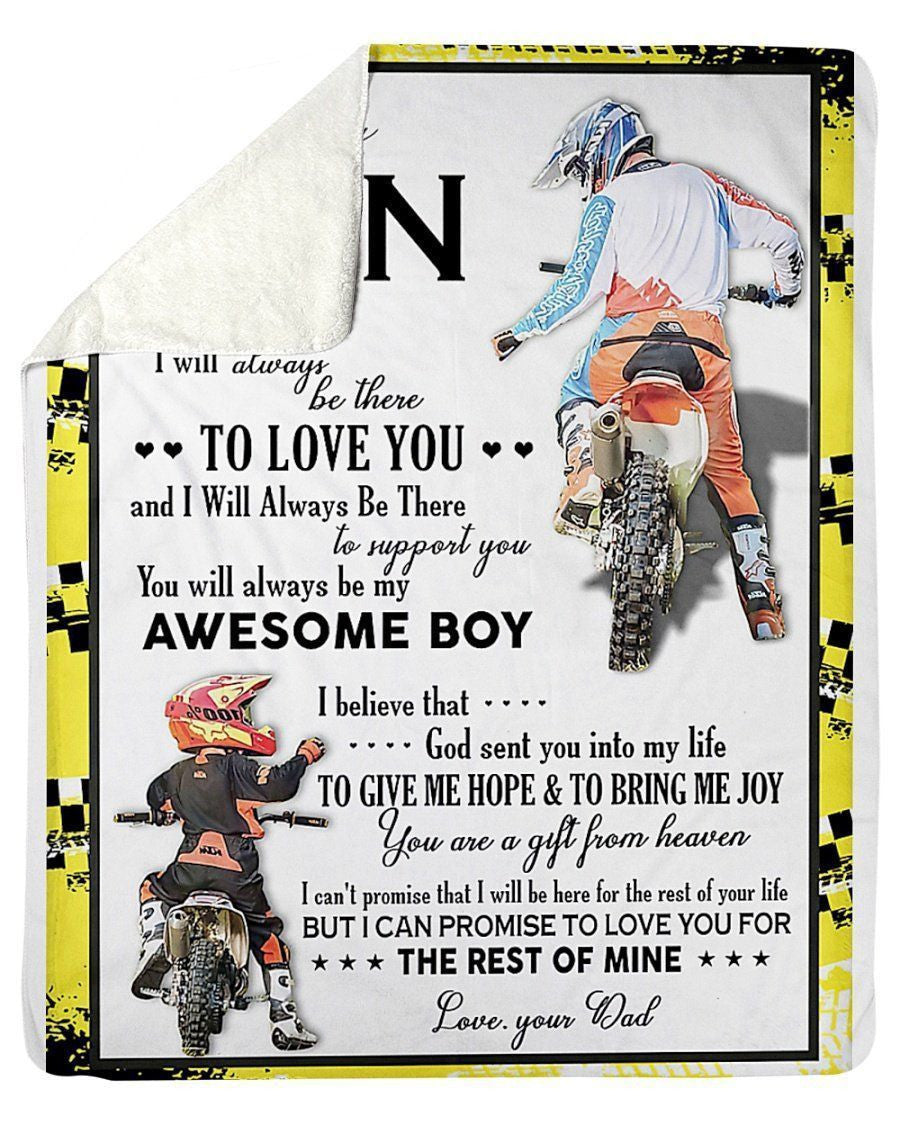 To My Son You'll Always Be My Awesome Boy Gifts From Dad Fleece Blanket