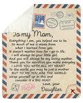 To Me You Are The World Daughter To Mom Envelope Fleece Blanket Sherpa Blanket