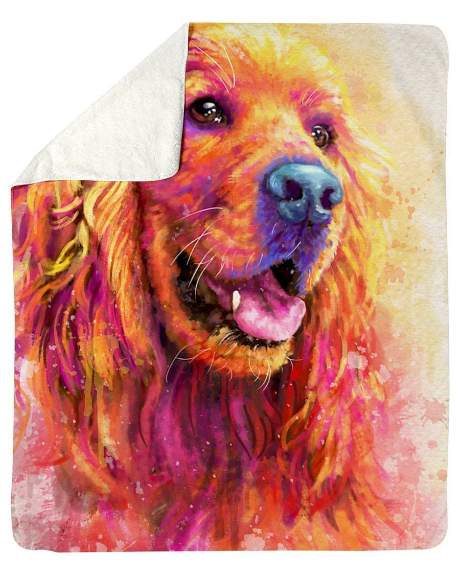 Cocker Spaniel Water Color Giving Dog Lovers Fleece Blanket Sherpa Blanket