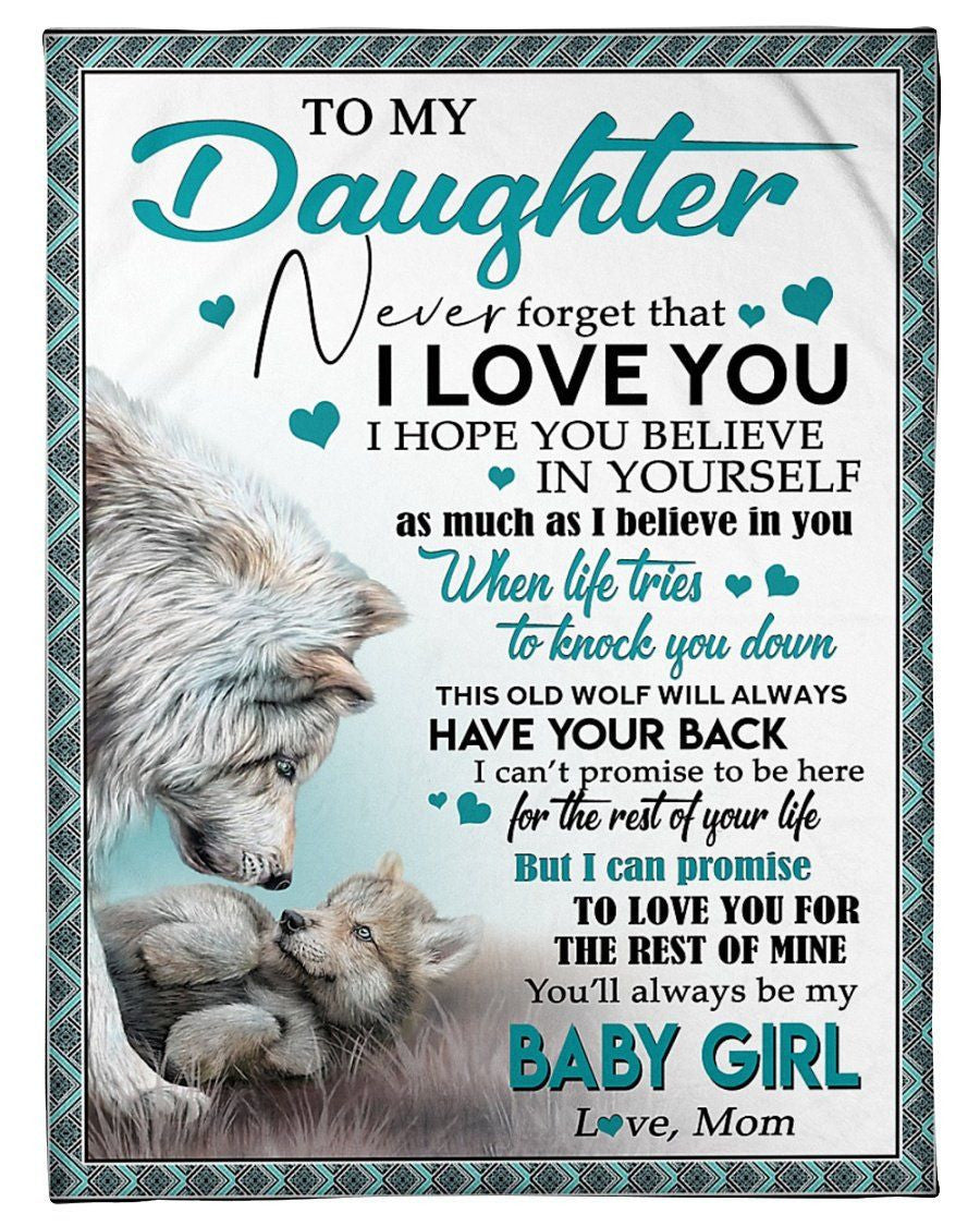 Love You For The Rest Of Mine Wolf Design Gifts For Daughters Fleece Blanket