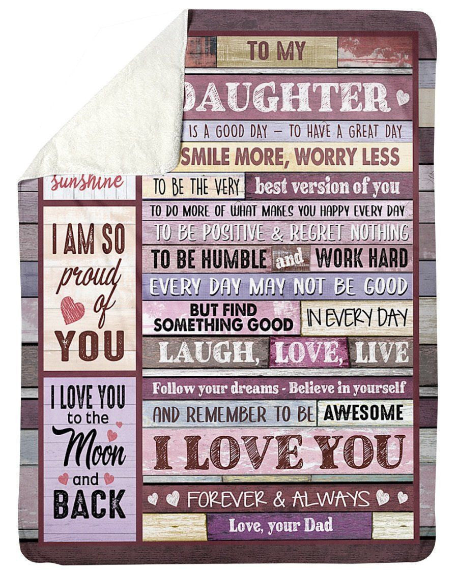Dad Gift For Daughter You Are My Sunshine I Am So Pround Of You Fleece Blanket Fleece Blanket