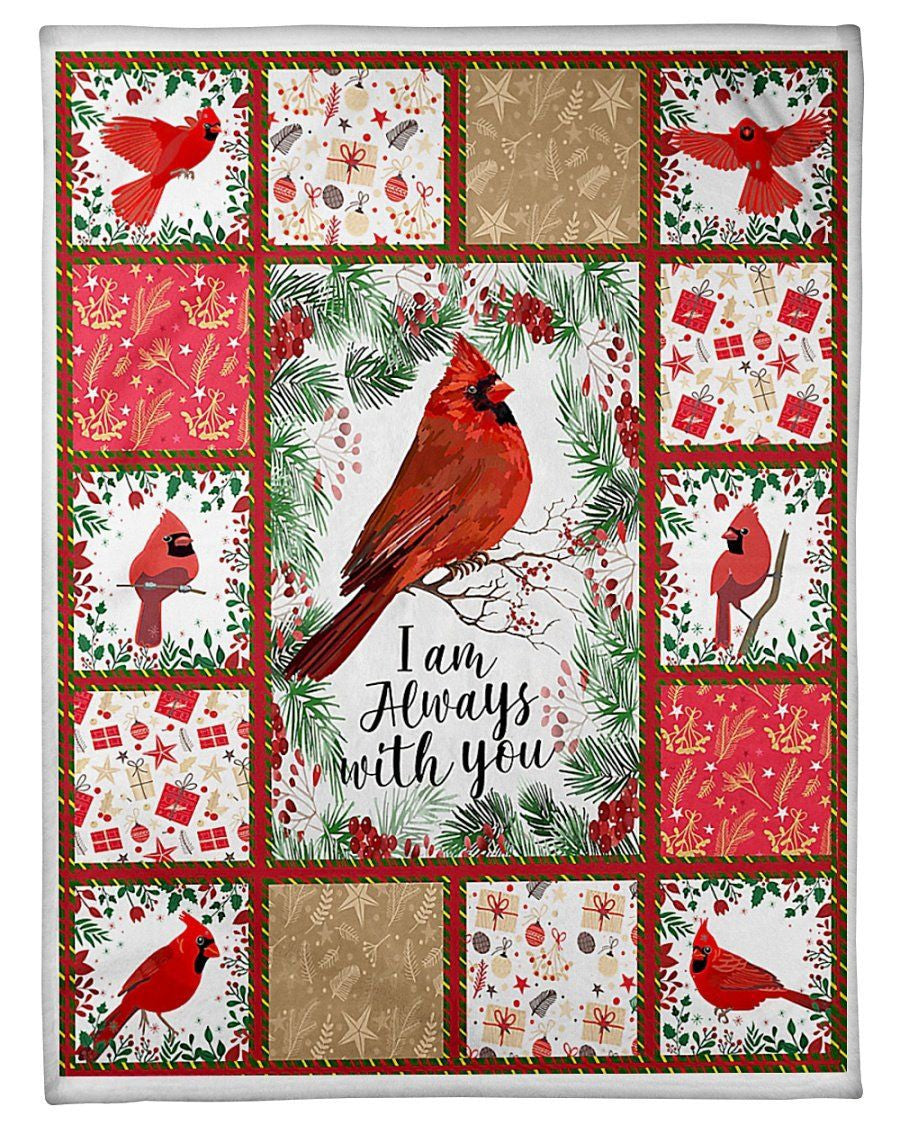 I Am Always With You Unique Red Bird Design Gifts For Bird Lovers Fleece Blanket