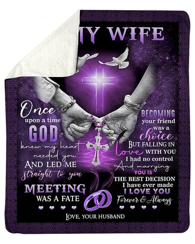 Husband To Wife Becoming Your Friend Was A Choice Purple Fleece Blanket Sherpa Blanket