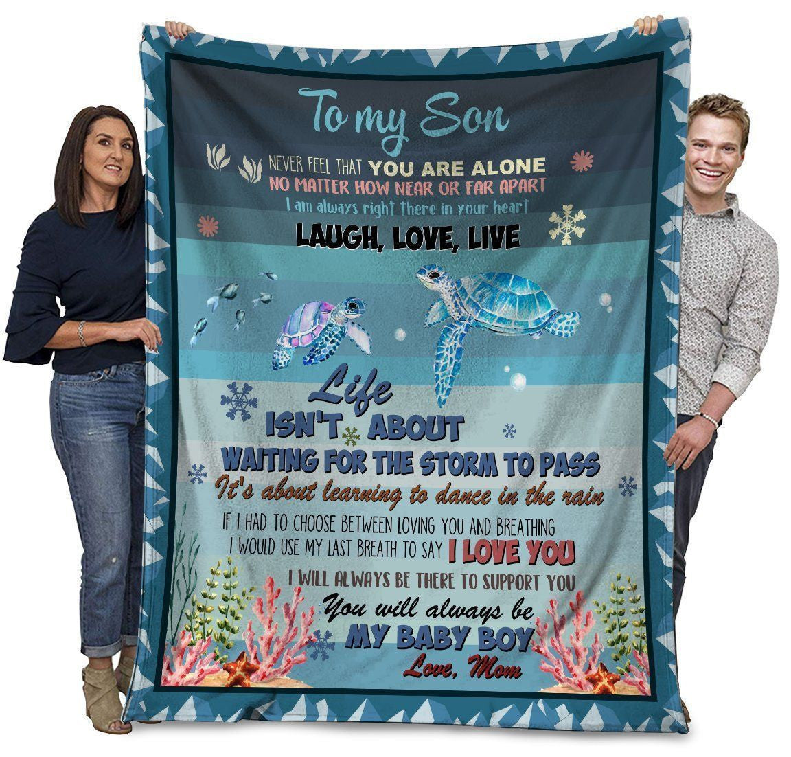 Sea Turtles Remember That You Are Not Alone Mom Gift For Son Fleece Blanket