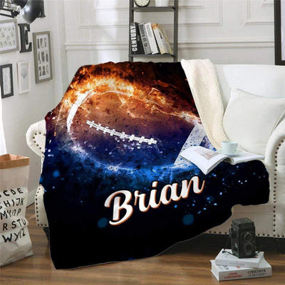 Fire Football Personalized Fleece Blanket