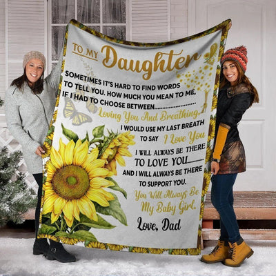 Send Love To My Daughter Dad And Daughter Hippie Sunflower Fleece Blanket
