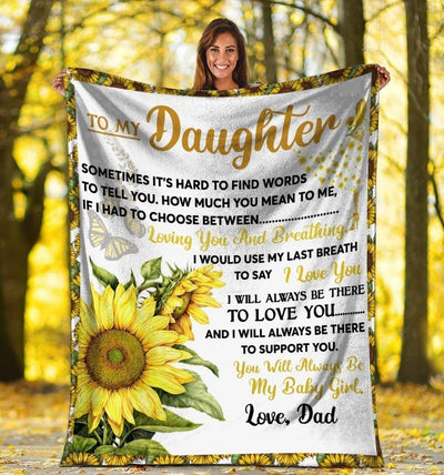 Send Love To My Daughter Dad And Daughter Hippie Sunflower Fleece Blanket