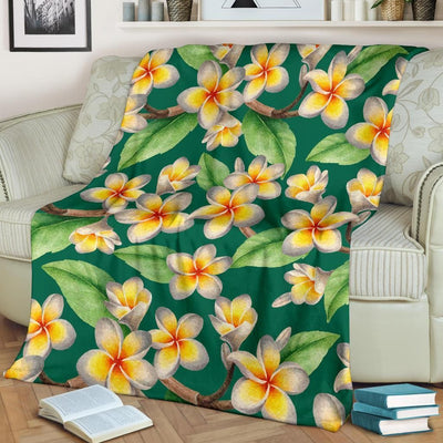 Nature Plumeria Pattern Print Design Fleece Blanket