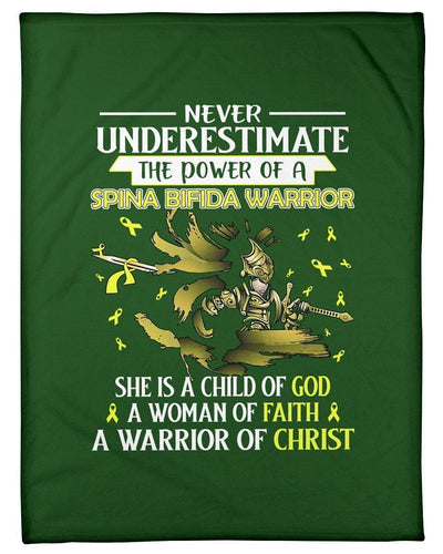 Never Underestimate The Power Of A Spina Bifida Warridor God Faith Christ Fleece Blanket