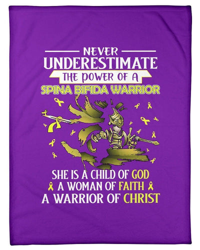Never Underestimate The Power Of A Spina Bifida Warridor God Faith Christ Fleece Blanket